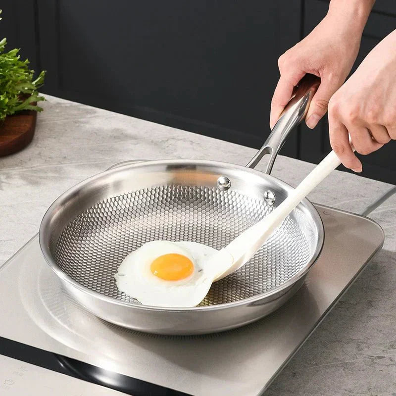 AuroraChef 28/30 Cm Stainless Steel 304 Wok Pan Without Coating For Gas And Induction