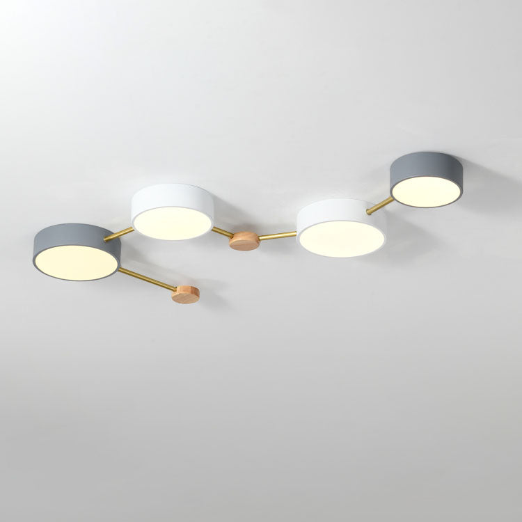 Infälld taklampa med integrerad LED i massivt trä och järn | Rosalyssa