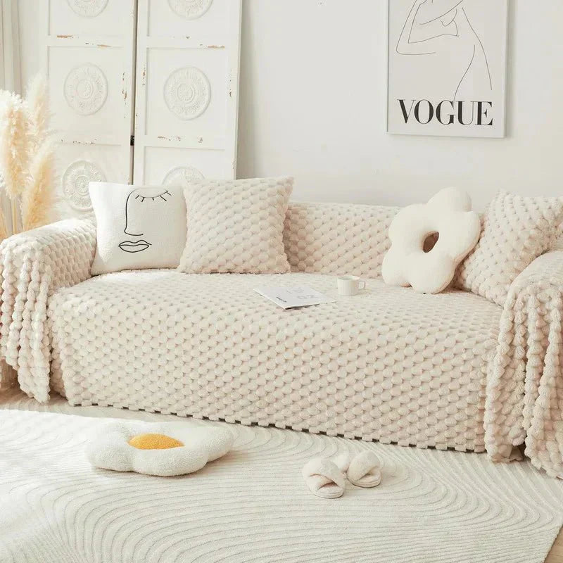 Velora Plush Chenille Sofa Cover With Anti Scratch Protection