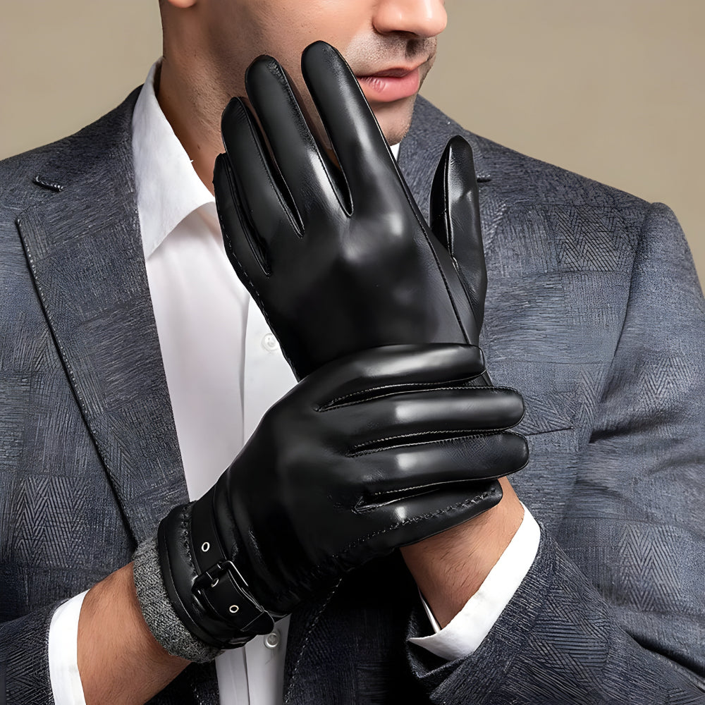 Men's Winter Touchscreen Gloves With Strap Closure For Driving