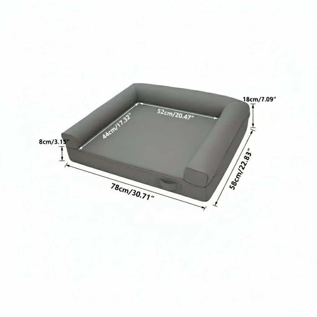 Canapé orthopédique HavenPaw pour chien en cuir microfibre avec dossier imperméable