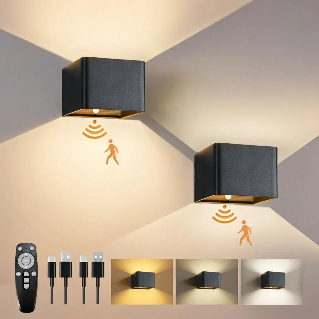 Lampada da parete LED wireless LuminaWave con sensore di movimento e batteria da 4000 mAh