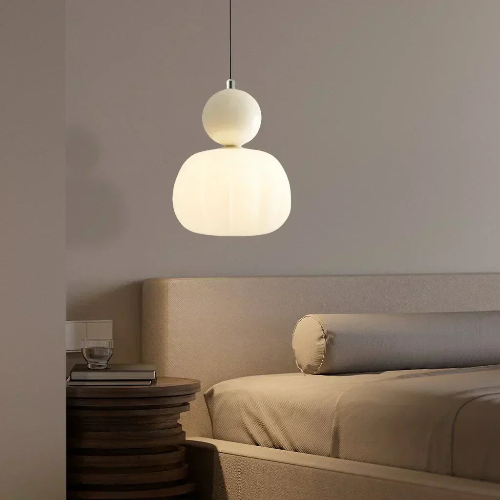 Závěsná lampa s dýňovým motivem v severském stylu s moderním LED stropním světlem