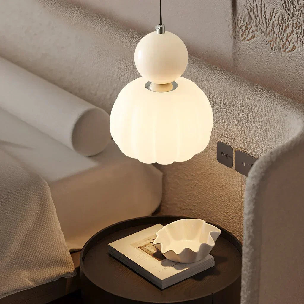 Závěsná lampa s dýňovým motivem v severském stylu s moderním LED stropním světlem