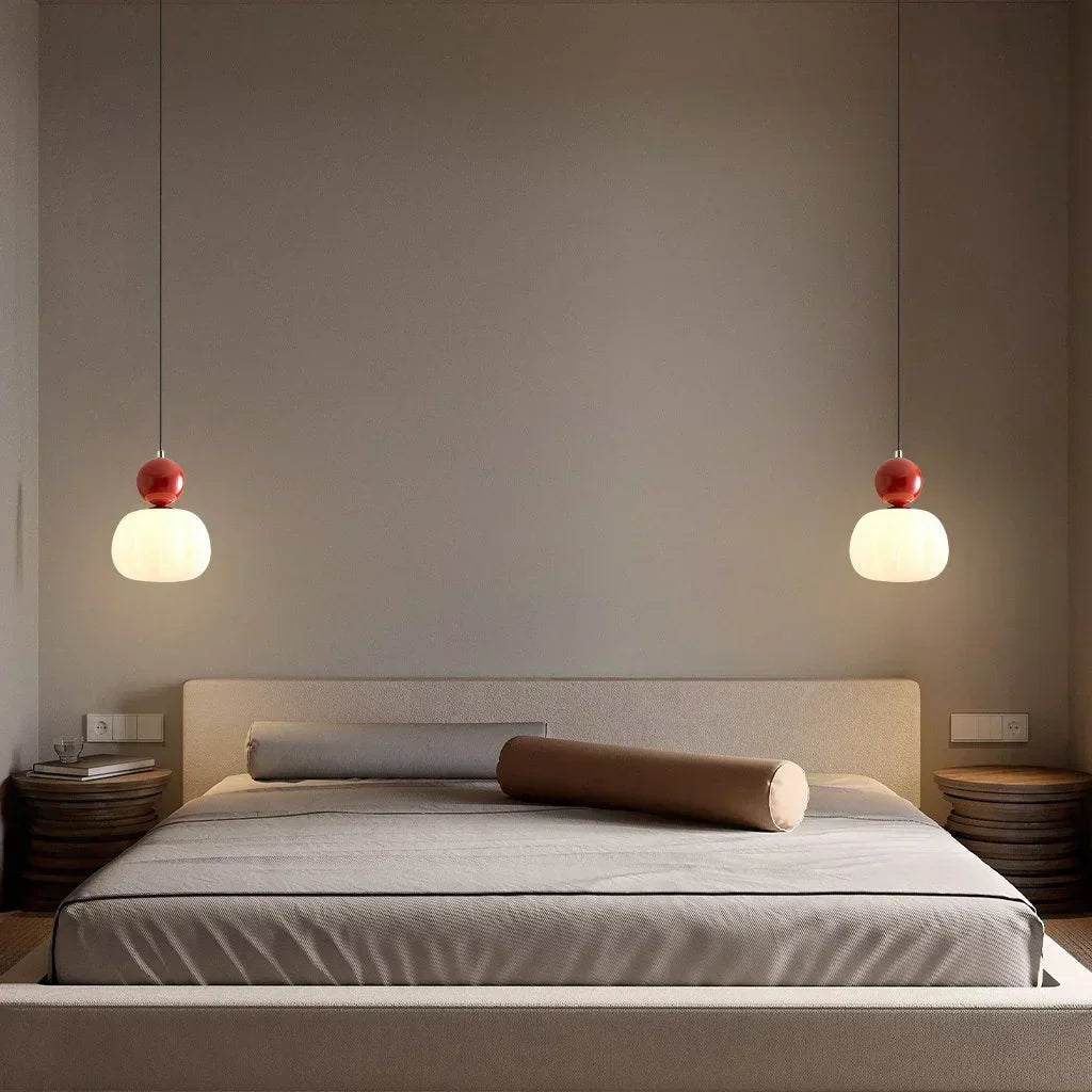 Závěsná lampa s dýňovým motivem v severském stylu s moderním LED stropním světlem