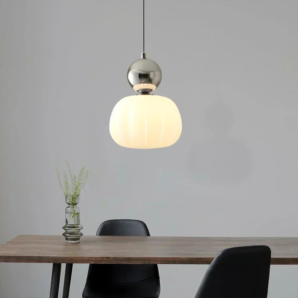 Závěsná lampa s dýňovým motivem v severském stylu s moderním LED stropním světlem
