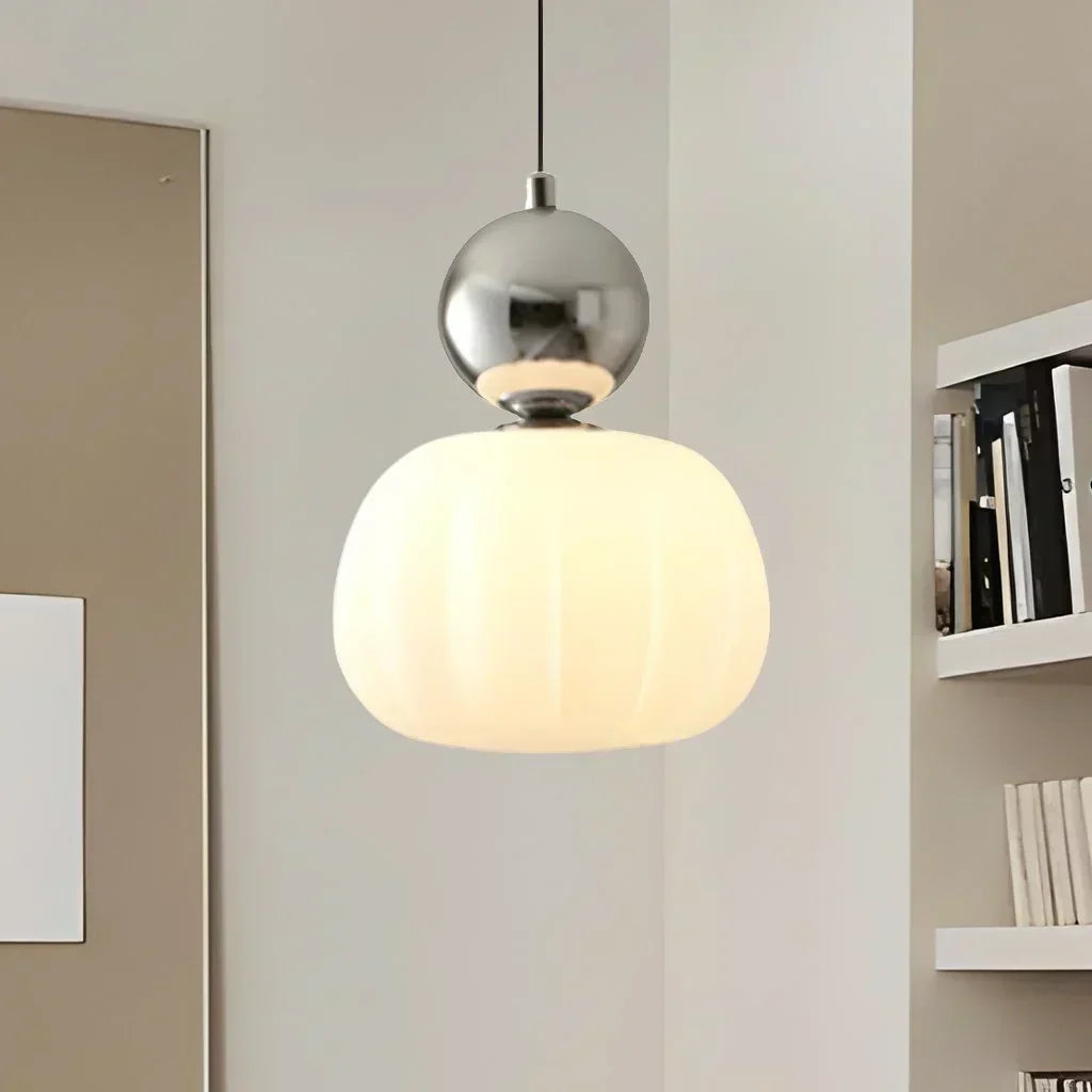 Závěsná lampa s dýňovým motivem v severském stylu s moderním LED stropním světlem
