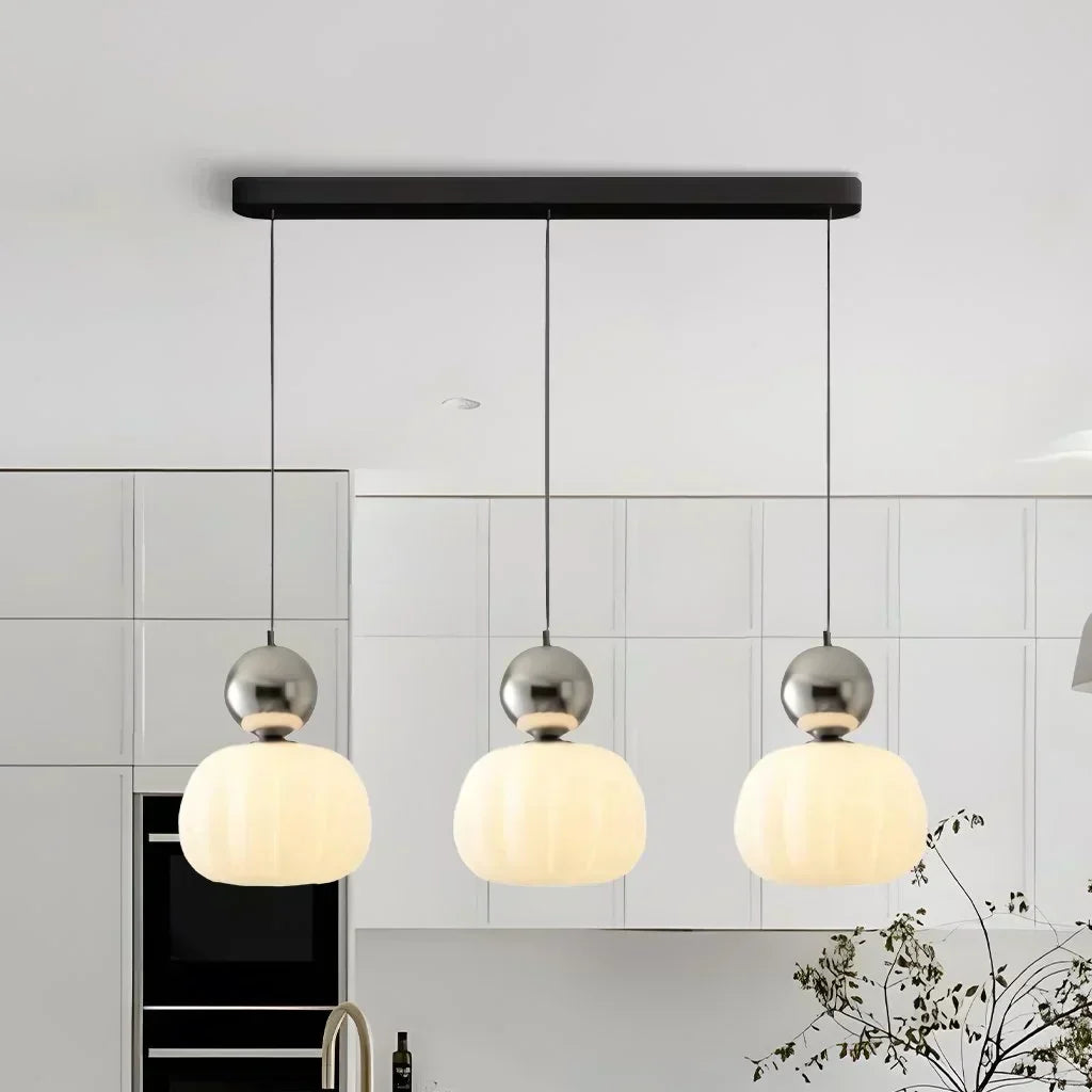 Závěsná lampa s dýňovým motivem v severském stylu s moderním LED stropním světlem