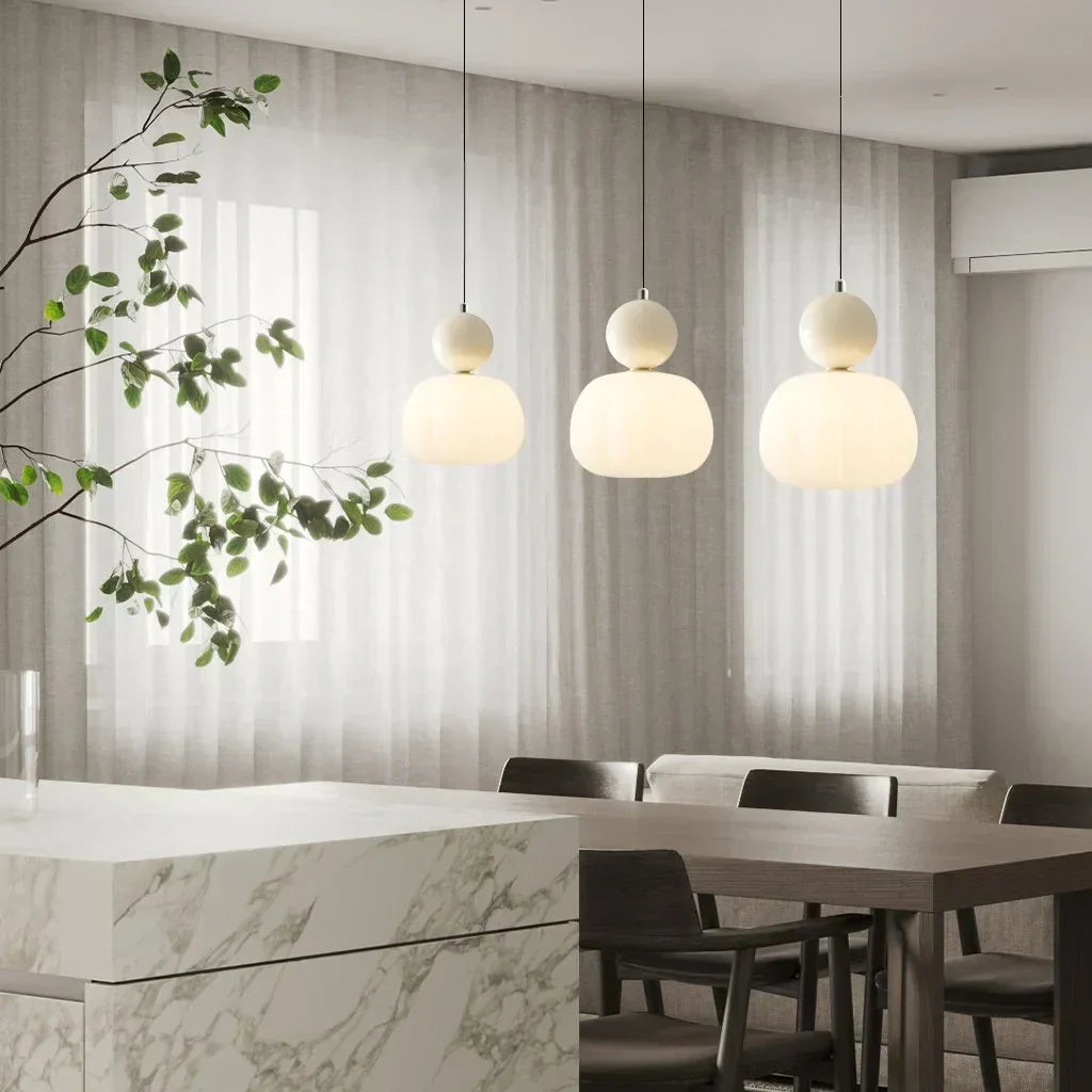 Závěsná lampa s dýňovým motivem v severském stylu s moderním LED stropním světlem