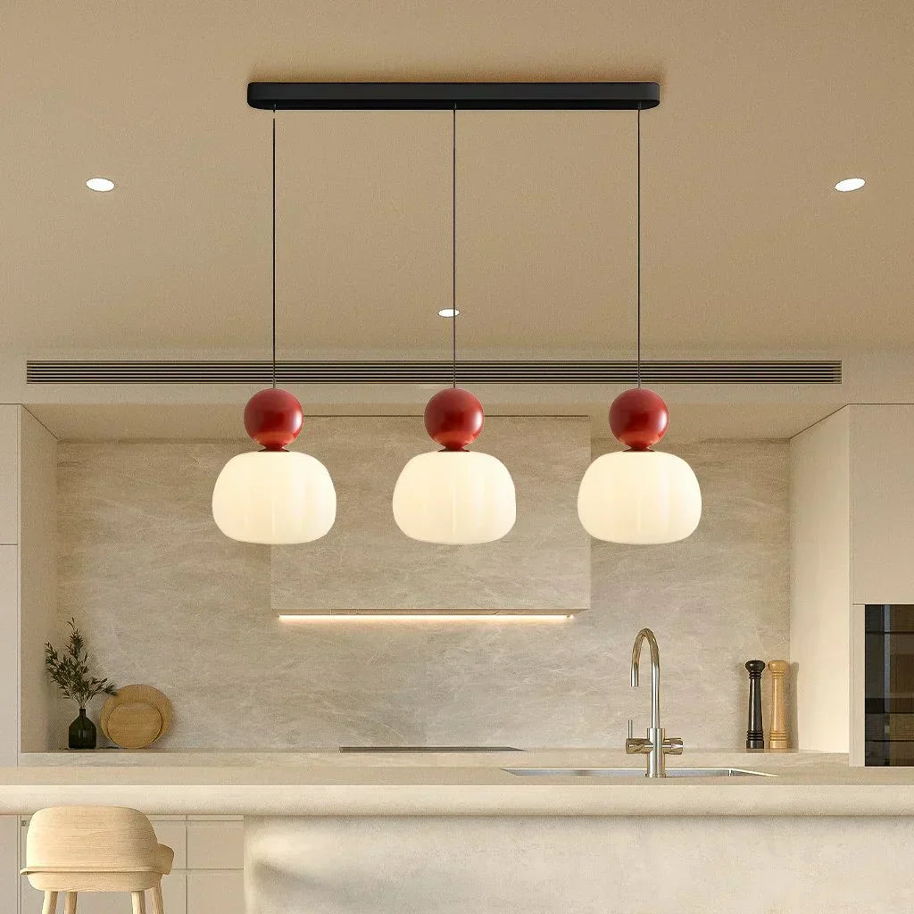 Závěsná lampa s dýňovým motivem v severském stylu s moderním LED stropním světlem