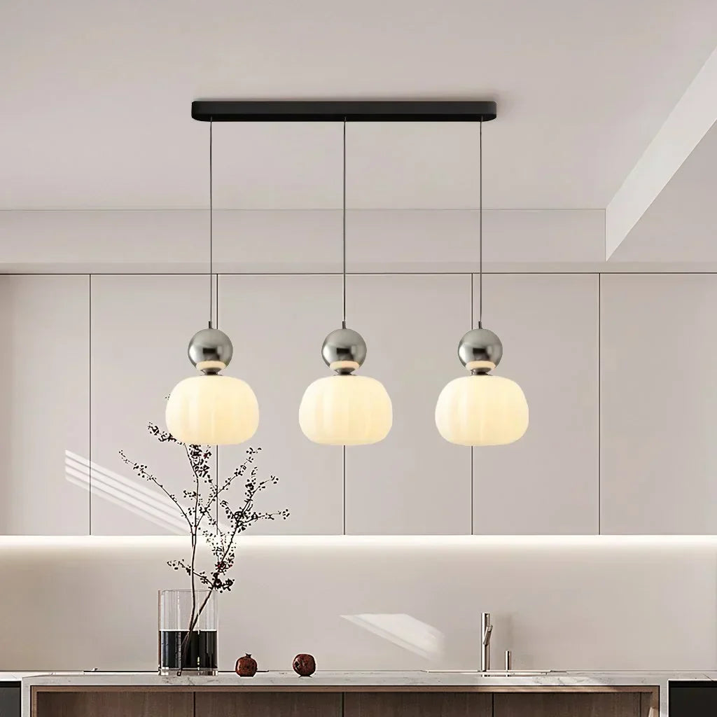 Závěsná lampa s dýňovým motivem v severském stylu s moderním LED stropním světlem
