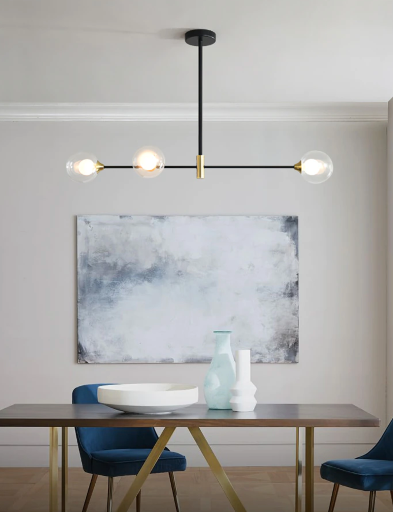 Novaelle Nordic Glass Kugellampen-Schirm Deckenleuchte in poliertem Chrom | Snurv