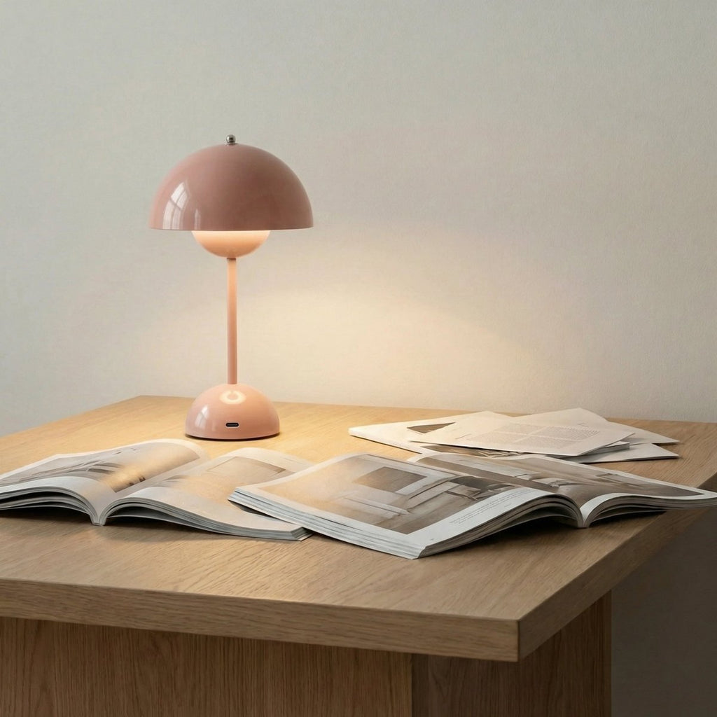 Skulptureret blank finish kuppel bordlampe, moderne design, 12 tommer høj | Rosalyssa