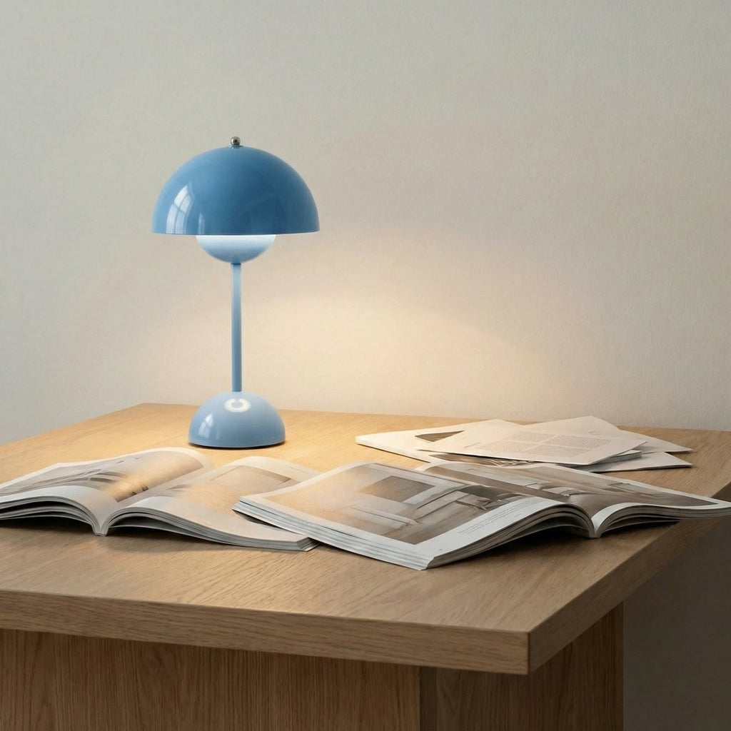 Skulptureret blank finish kuppel bordlampe, moderne design, 12 tommer høj | Rosalyssa
