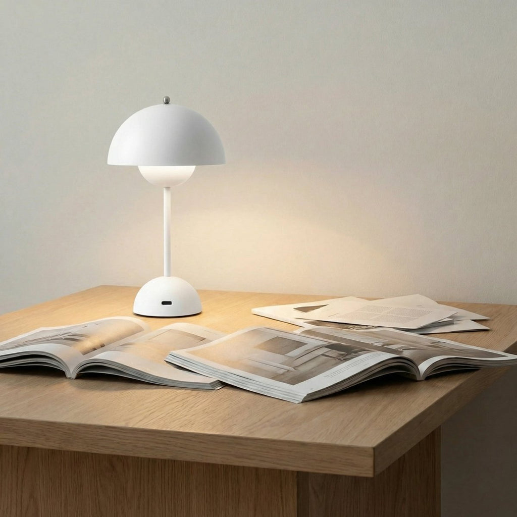 Skulptureret blank finish kuppel bordlampe, moderne design, 12 tommer høj | Rosalyssa