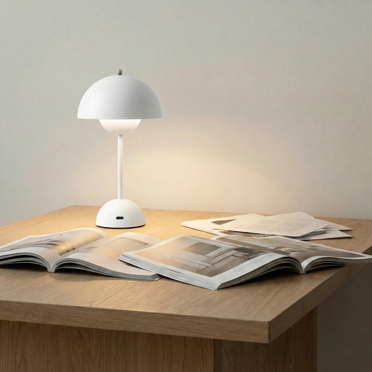Skulptureret blank finish kuppel bordlampe, moderne design, 12 tommer høj | Rosalyssa