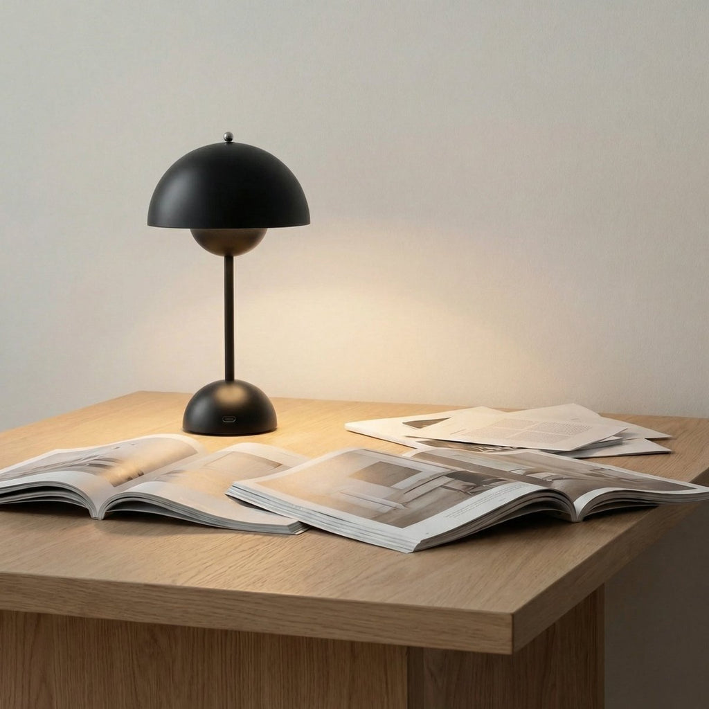 Skulptureret blank finish kuppel bordlampe, moderne design, 12 tommer høj | Rosalyssa