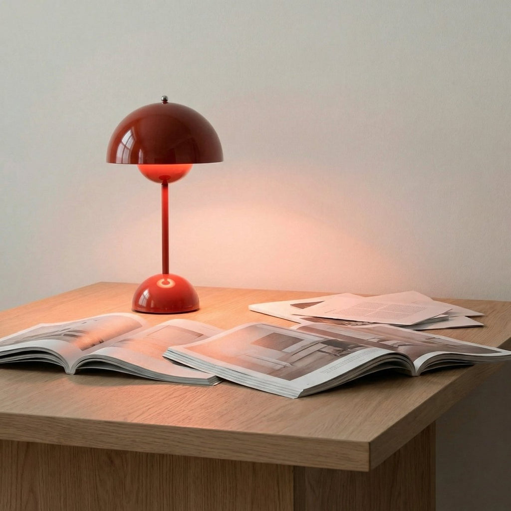 Skulptureret blank finish kuppel bordlampe, moderne design, 12 tommer høj | Rosalyssa