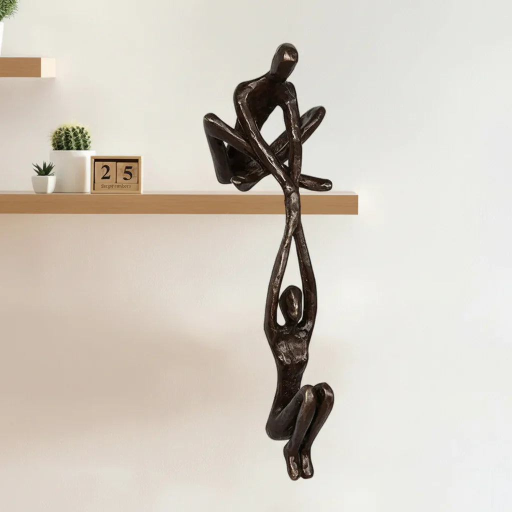 Escultura de Parede Romântica em Resina para Decoração de Casa