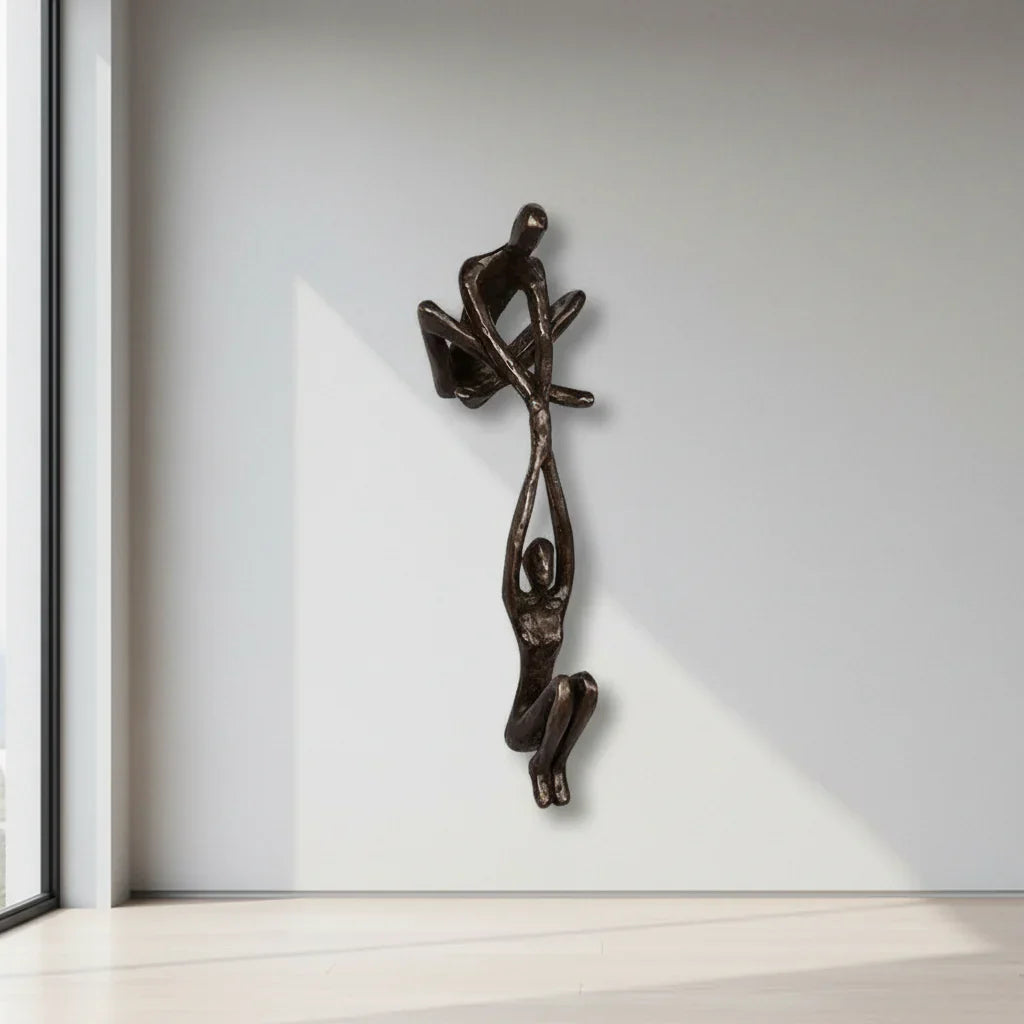 Escultura de Parede Romântica em Resina para Decoração de Casa