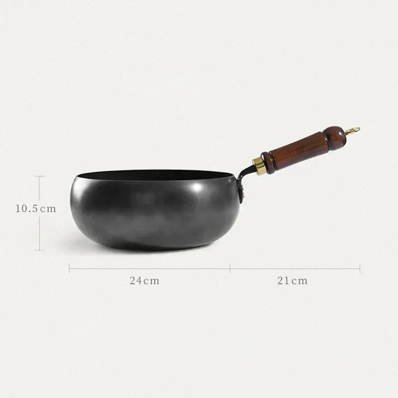 ForgeRoot handgeschmiedete Gusseisenpfanne mit Holzgriff und optionalem Deckel (24/28 cm)