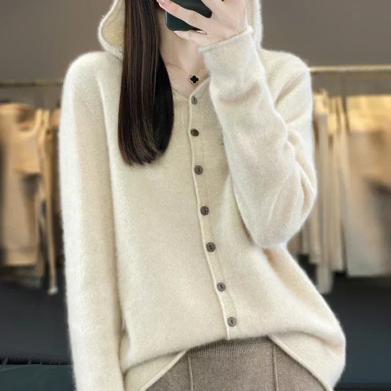 Cardigan en laine mérinos Lyra Collection classique d'hiver en maille