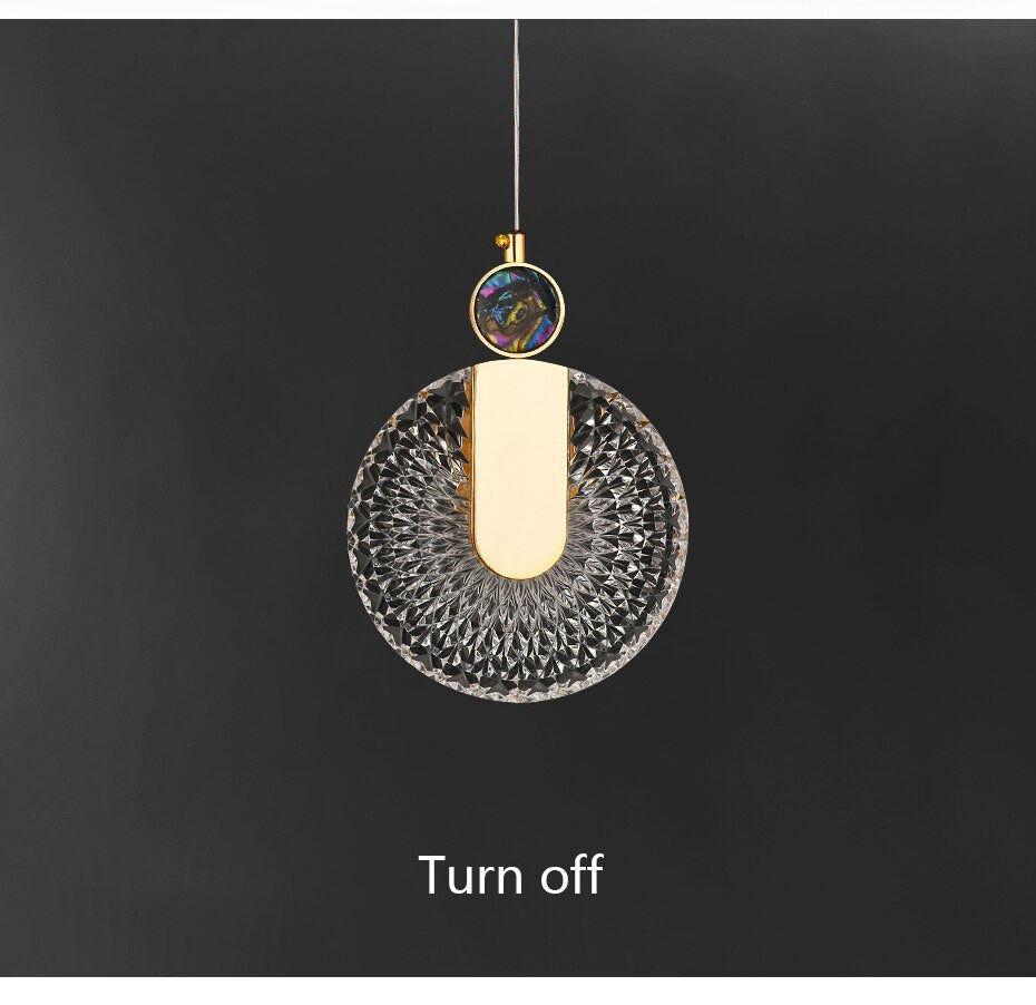 Lampada a sospensione LED rotonda Solara Crystal oro | Snurv