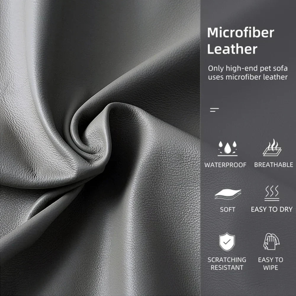 Canapé orthopédique HavenPaw pour chien en cuir microfibre avec dossier imperméable