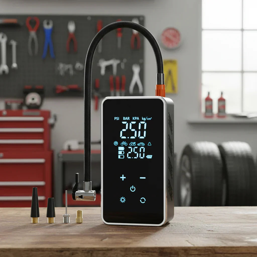 Kabellose Touchscreen-Luftpumpe mit 150 PSI, tragbarer Auto- und Fahrradkompressor