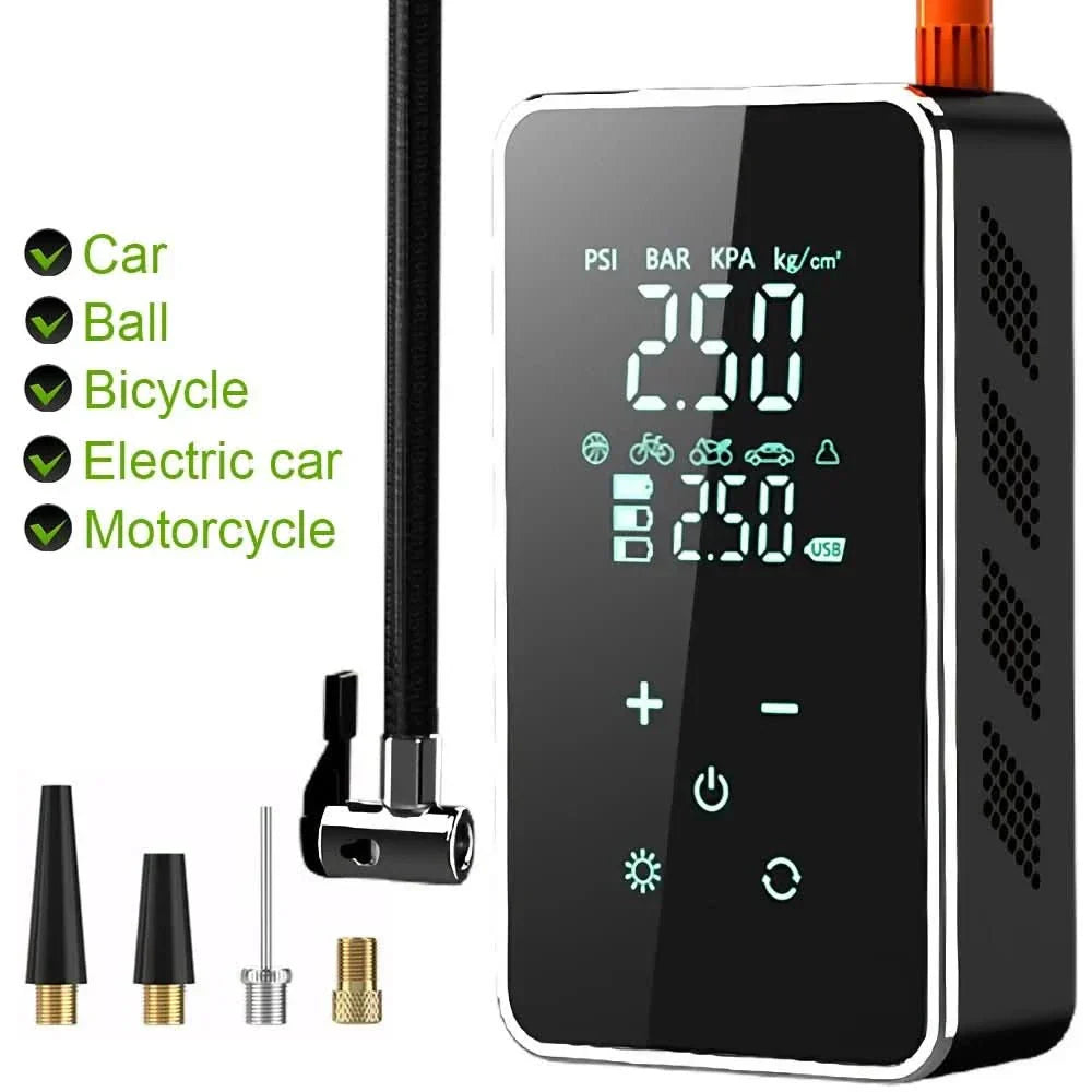 Kabellose Touchscreen-Luftpumpe mit 150 PSI, tragbarer Auto- und Fahrradkompressor