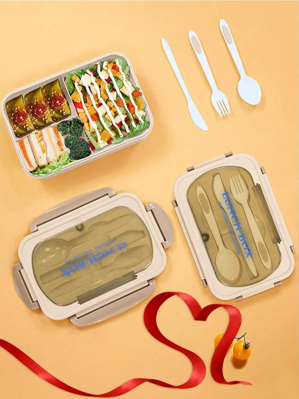 MealMate Bento Utensils Lunch Box Four Compartments Leak Proof