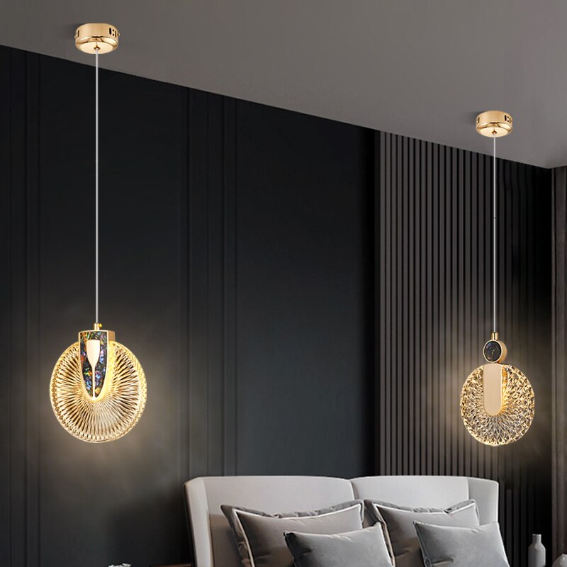 Lampada a sospensione LED rotonda Solara Crystal oro | Snurv