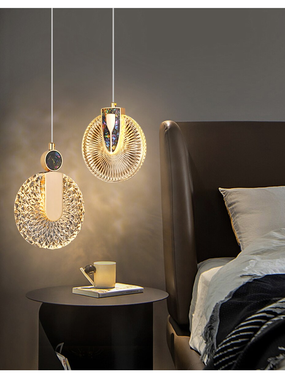 Lampada a sospensione LED rotonda Solara Crystal oro | Snurv