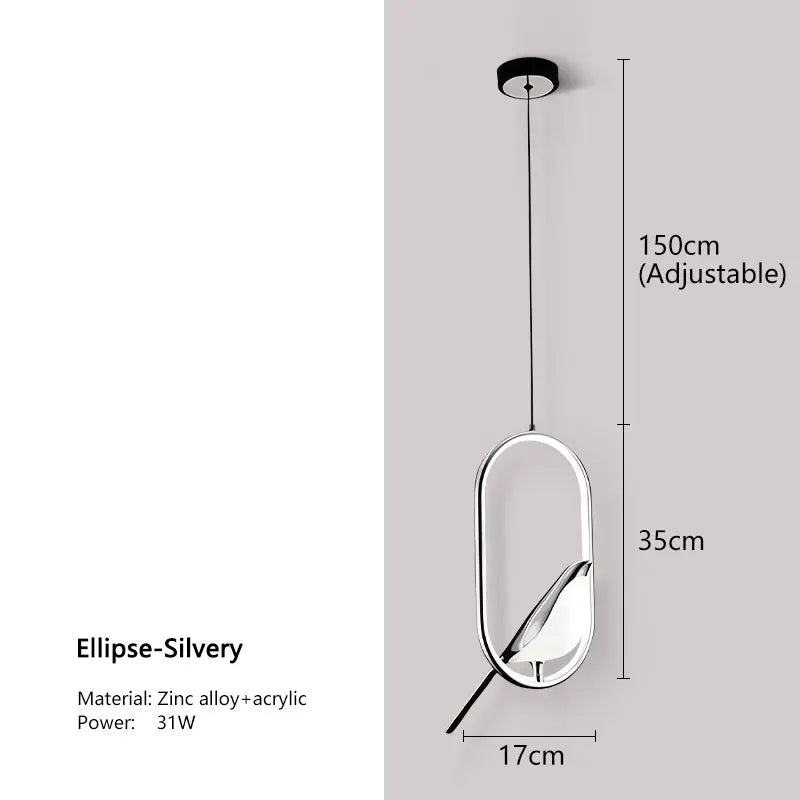 Lampa wisząca Magpie z nordyckimi motywami ptaków do nowoczesnych wnętrz