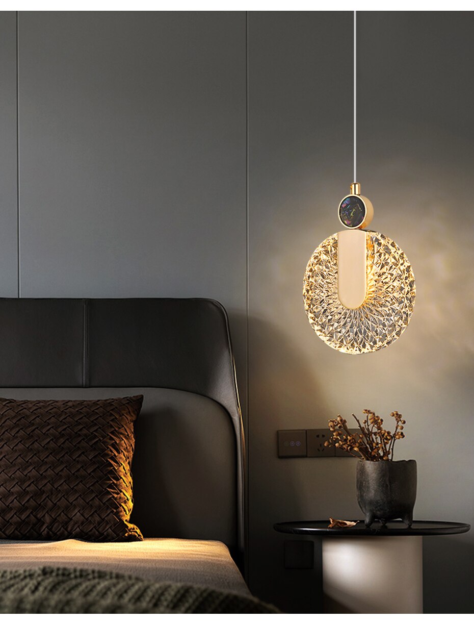 Lampada a sospensione LED rotonda Solara Crystal oro | Snurv