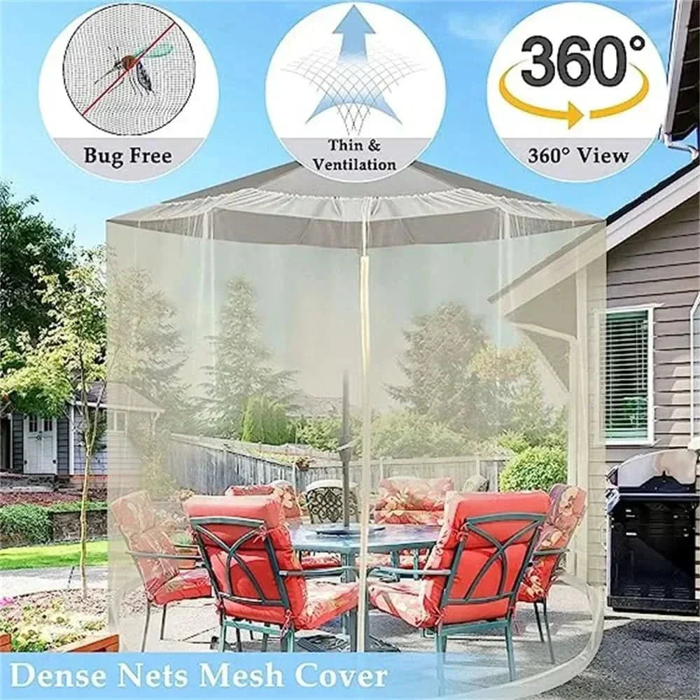 LumaGuard Myggnät för Parasoller Upp Till 4 Meter Med Dragkedja