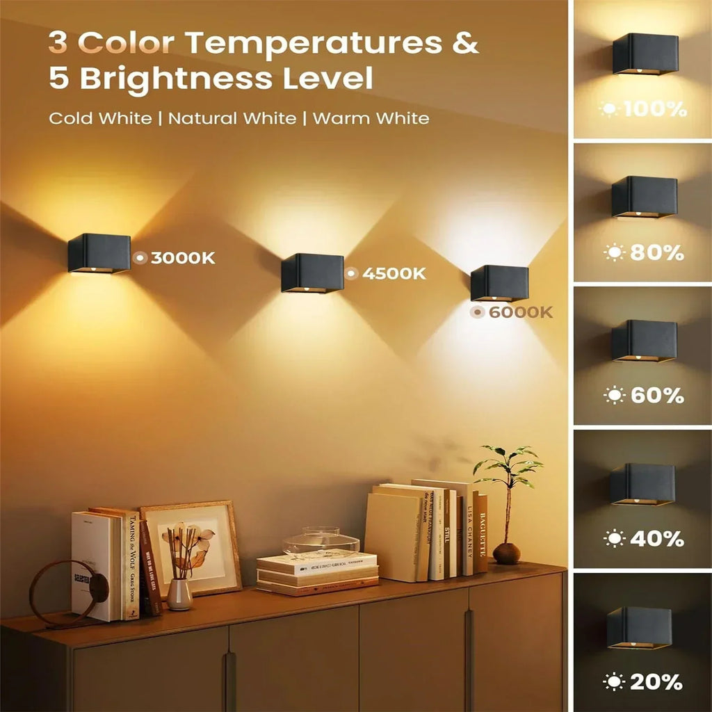 Lampada da parete LED wireless LuminaWave con sensore di movimento e batteria da 4000 mAh