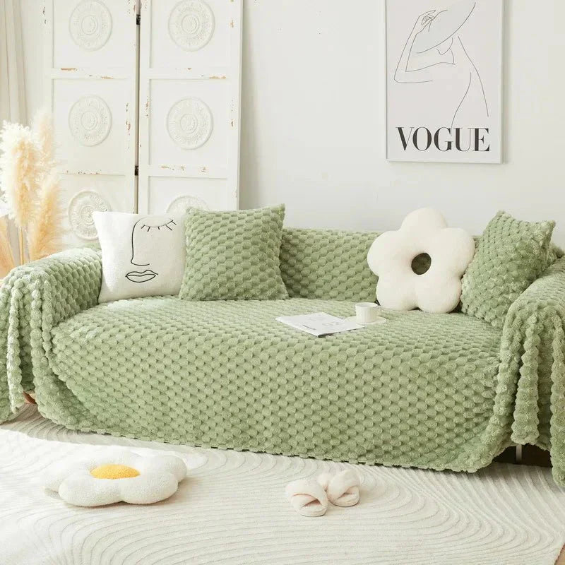 Velora Plush Chenille Sofa Cover With Anti Scratch Protection