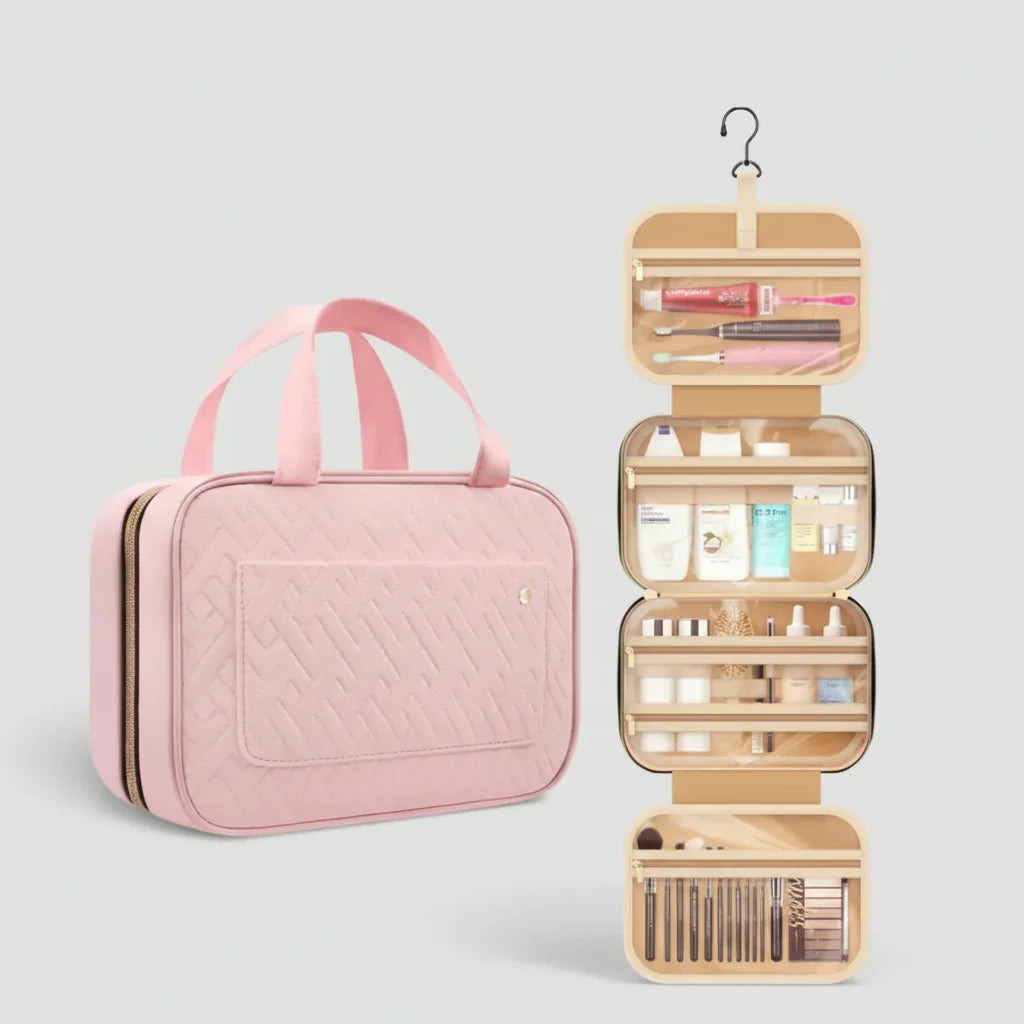 Makeup Bag With Hanging Organizer For Travel And Skincare
