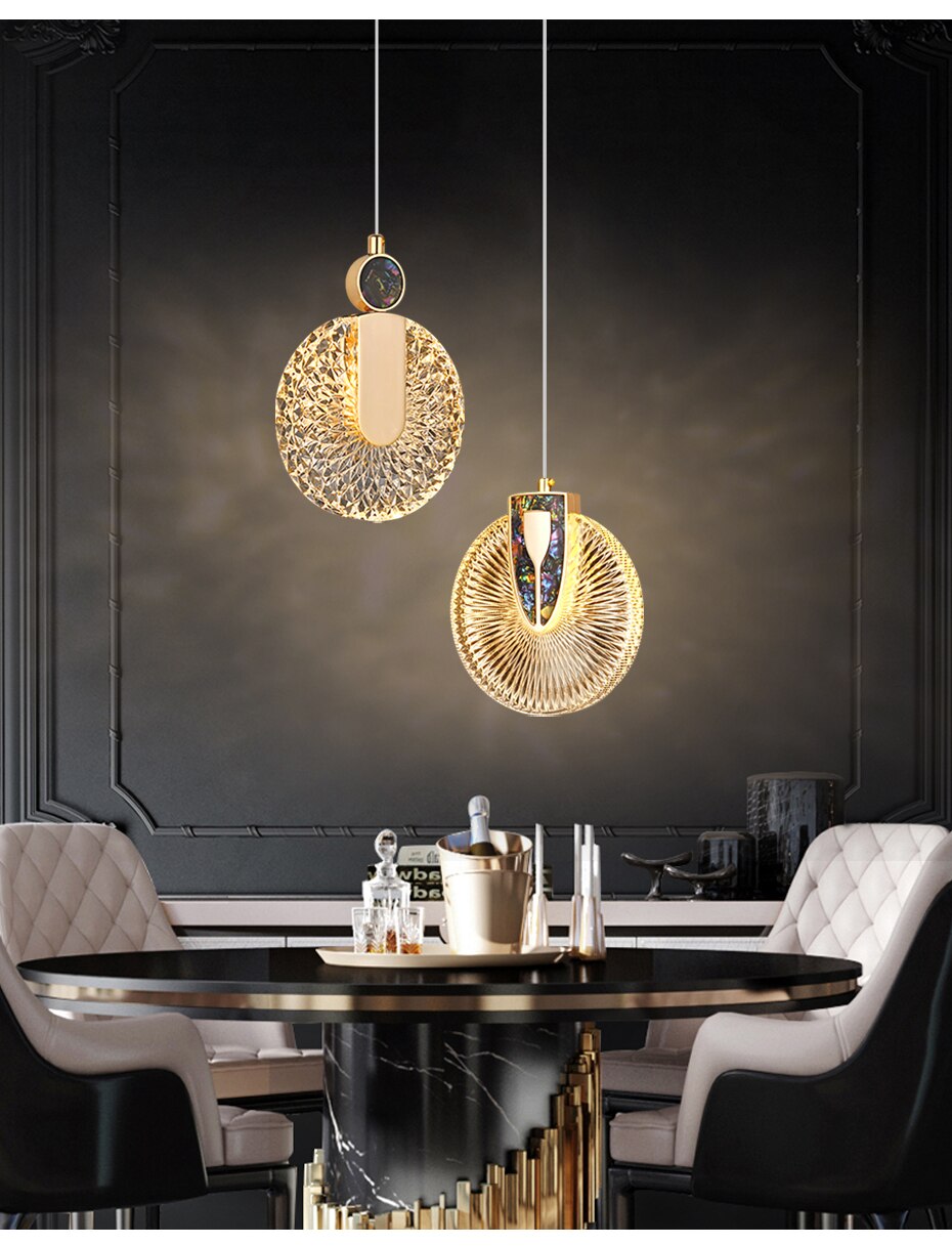 Lampada a sospensione LED rotonda Solara Crystal oro | Snurv