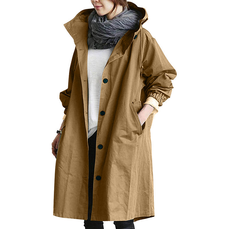 AuroraWeave Fashionable Trench Coat For Women Long Style Seasonal 2024
