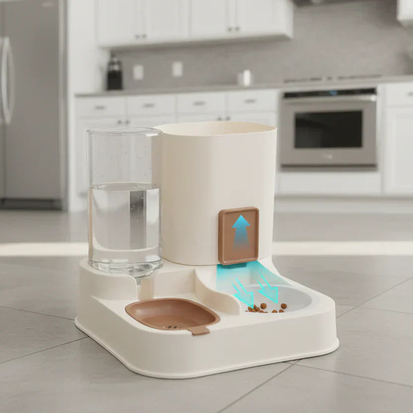 Dispenser automatico di cibo e acqua PetAqua per animali domestici