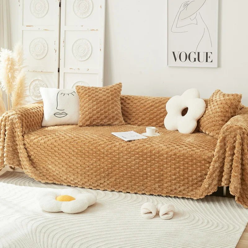 Velora Plush Chenille Sofa Cover With Anti Scratch Protection