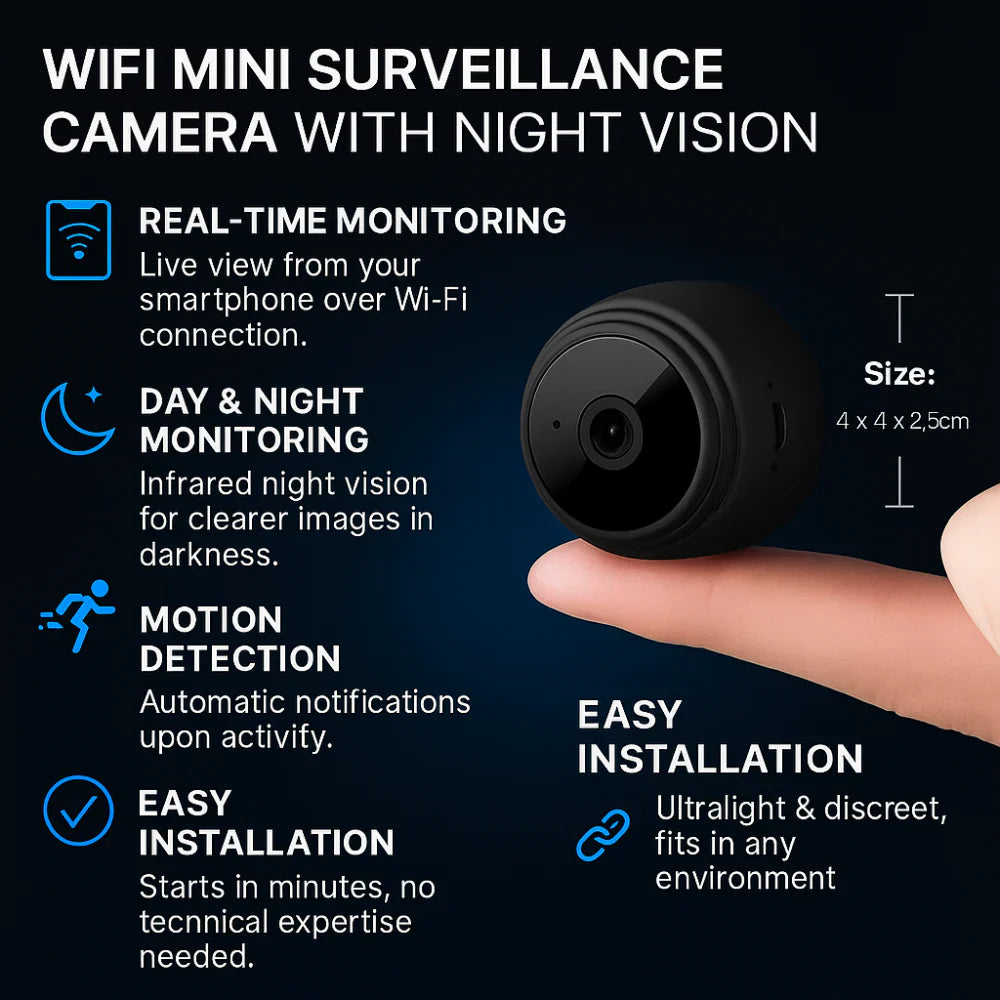 Telecamera di Sicurezza WiFi Compatta per Interni con Visione Notturna