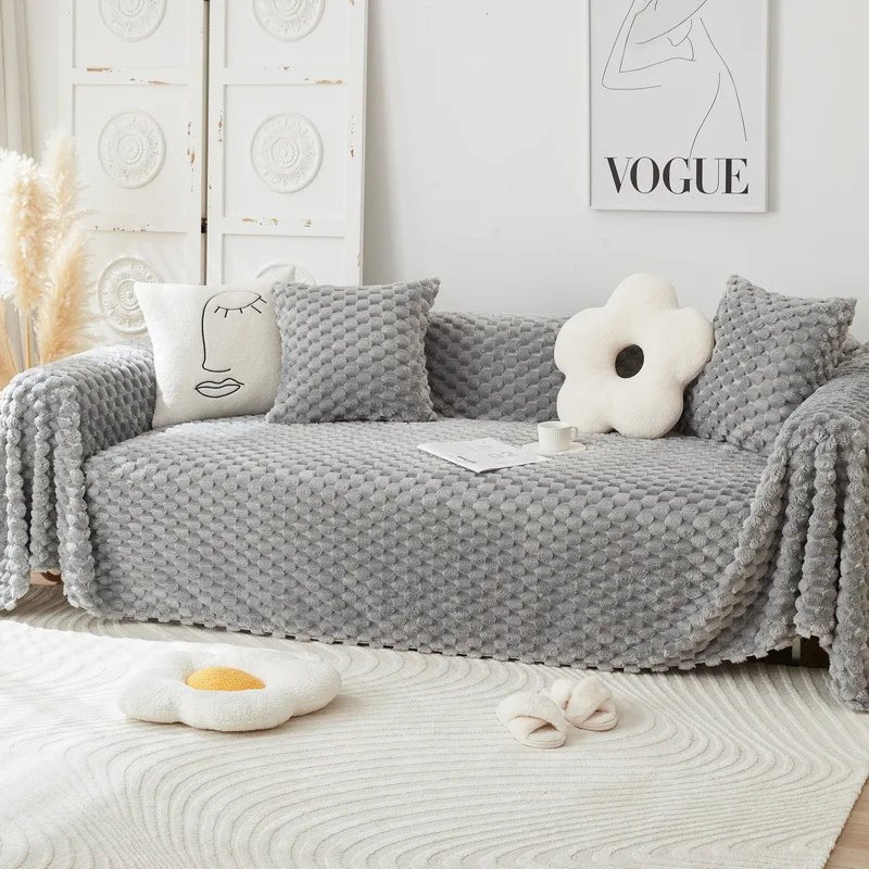 Velora Plush Chenille Sofa Cover With Anti Scratch Protection