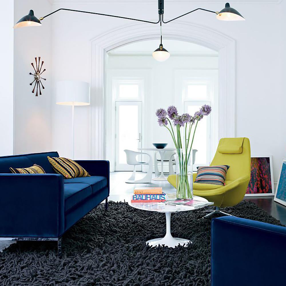 Spider Ceiling Lamp With Three Adjustable Brass Arms, Mid-Century Modern Fixture