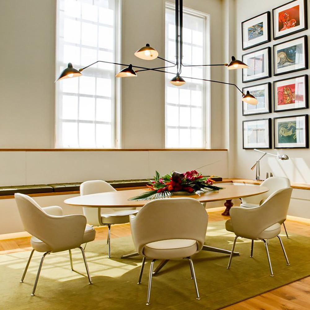 Spider Ceiling Lamp With Three Adjustable Brass Arms, Mid-Century Modern Fixture