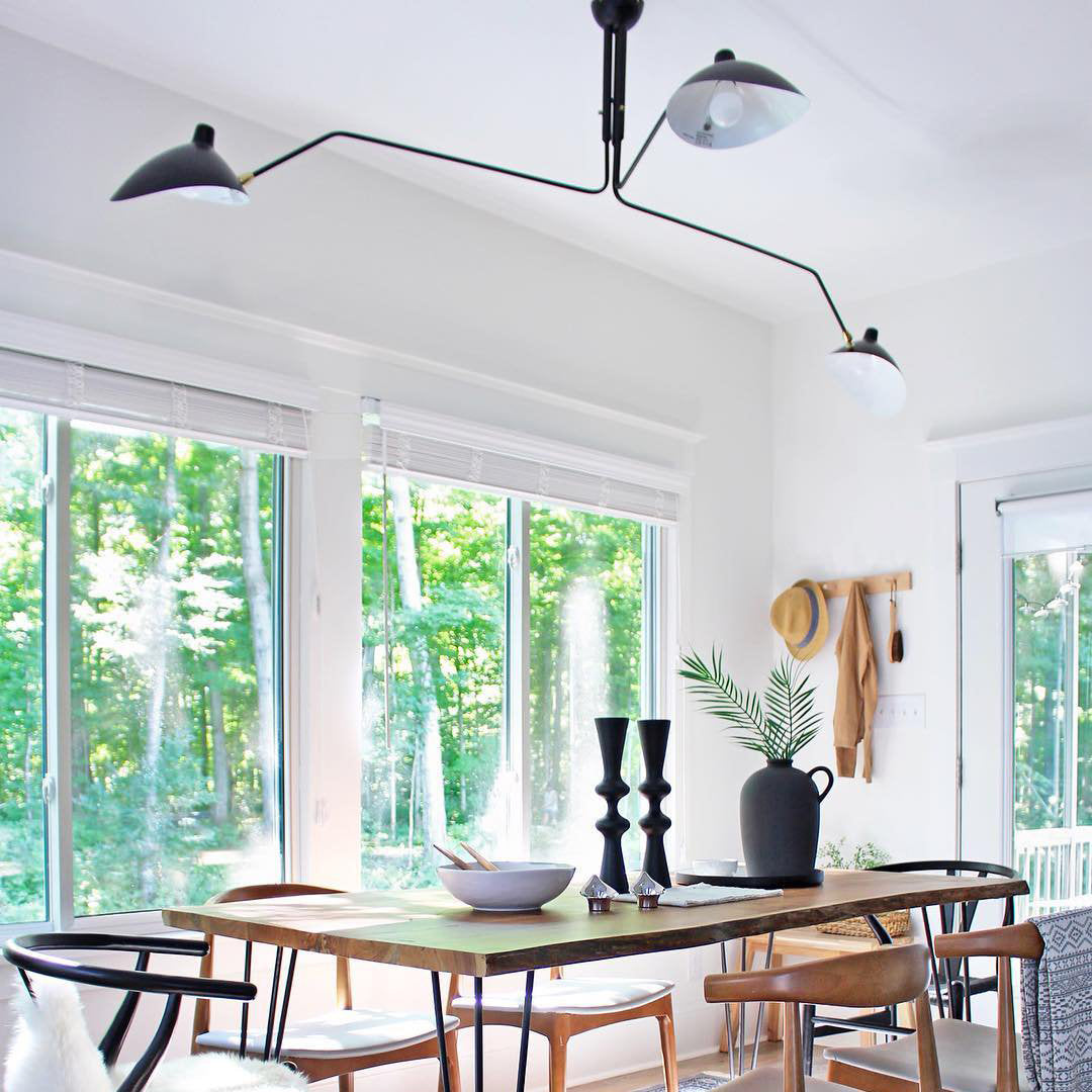 Spider Ceiling Lamp With Three Adjustable Brass Arms, Mid-Century Modern Fixture