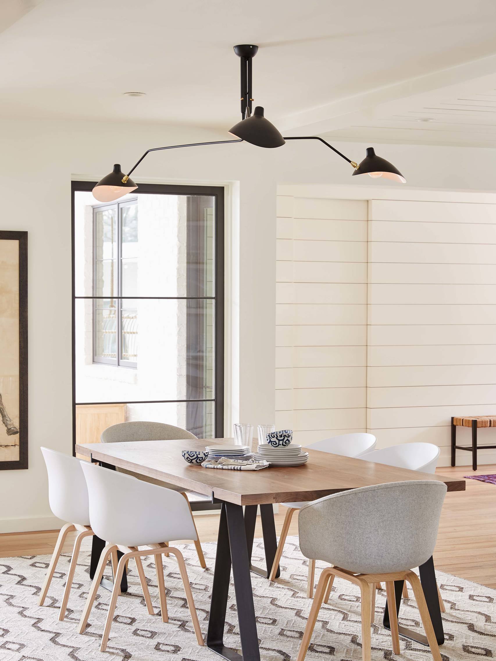 Spider Ceiling Lamp With Three Adjustable Brass Arms, Mid-Century Modern Fixture