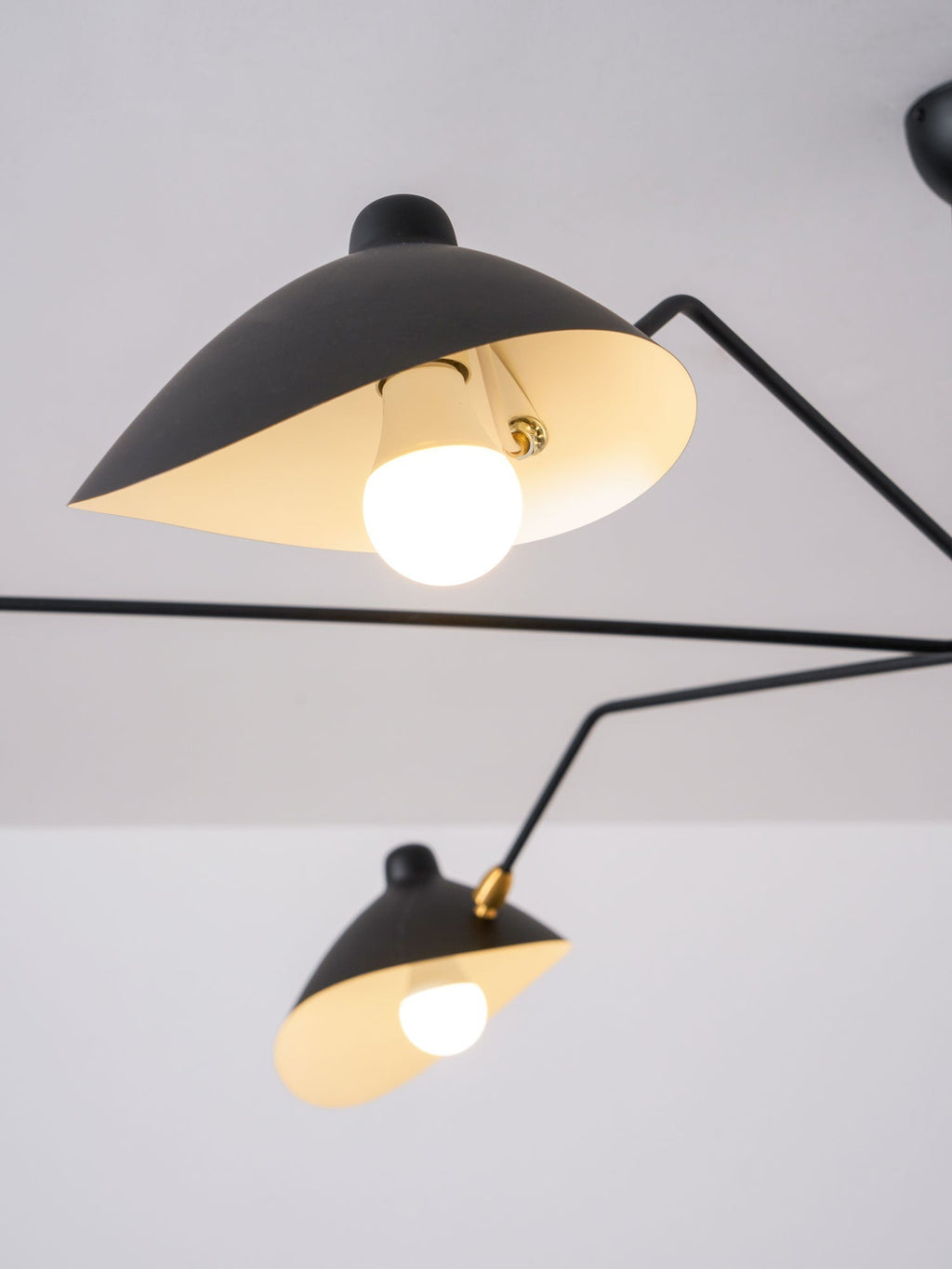 Spider Ceiling Lamp With Three Adjustable Brass Arms, Mid-Century Modern Fixture